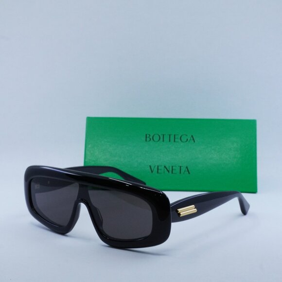 Bottega Veneta BV1281S 001 Shield Sunglasses - Black\Grey